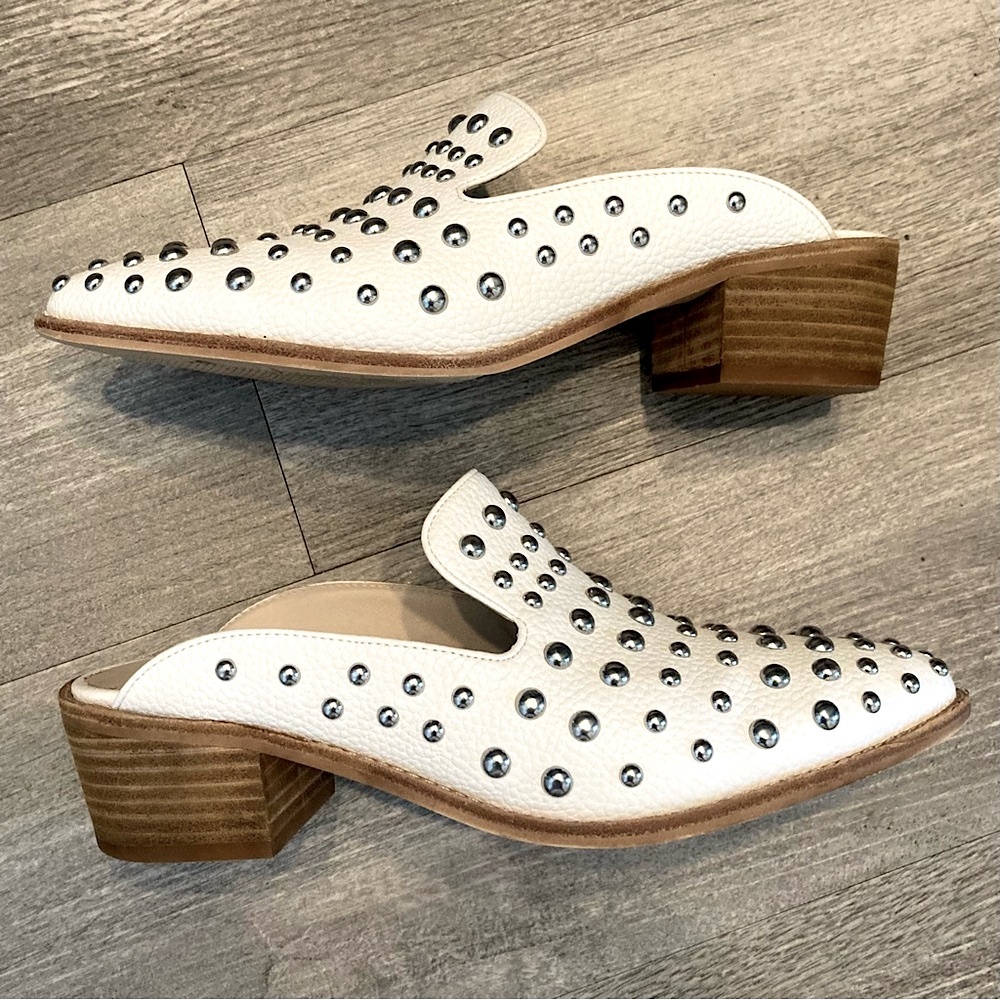 Chinese Laundry Mollie White Studded Mules (EUC)
